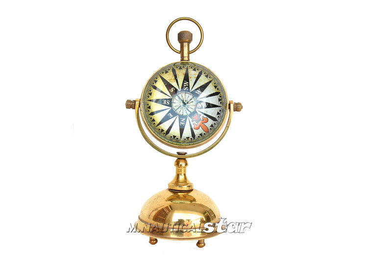 Table Top Clock Shiny Brass Handmade Antique Reproduction Double Said Home & Office Decor Clock