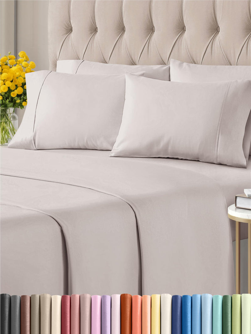 King Size Sheet Set - 6 Piece Set - Hotel Luxury Bed Sheets - Extra Soft - Deep Pockets - Easy Fit - Wrinkle Free - Breathable & Cooling Sheets - Gray - Light Grey Bed Sheets - Kings Sheets - 6 PC