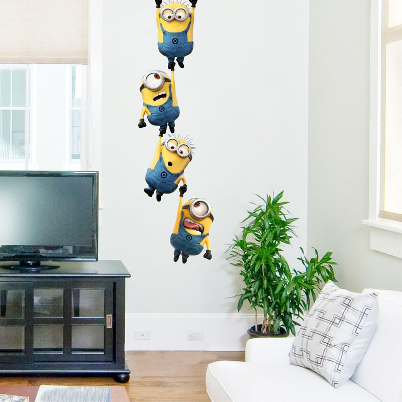 Craft Shipper Pack of 4 Minion Toys Wall Stickers 18x27 inch for Kids Room, Bedroom - Self Adhesive Peel and Stick Wall Sticker Home Decor