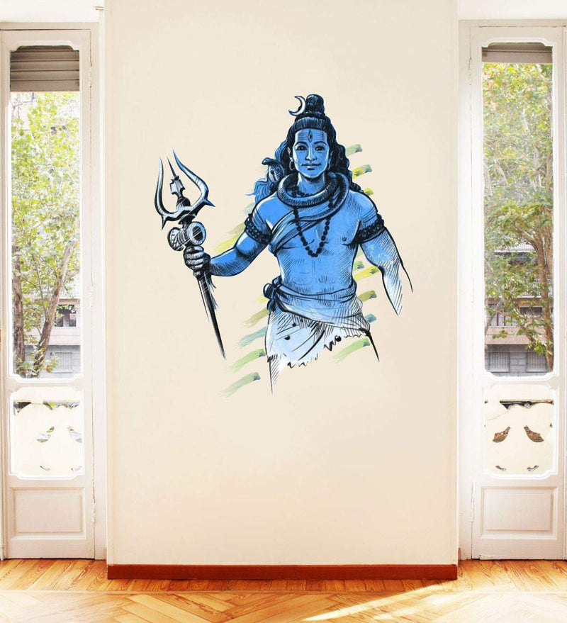 VCREATE DECOR Shiva Wall Sticker & Decal (PVC Vinyl,Size- 58 Cm X 51 Cm)