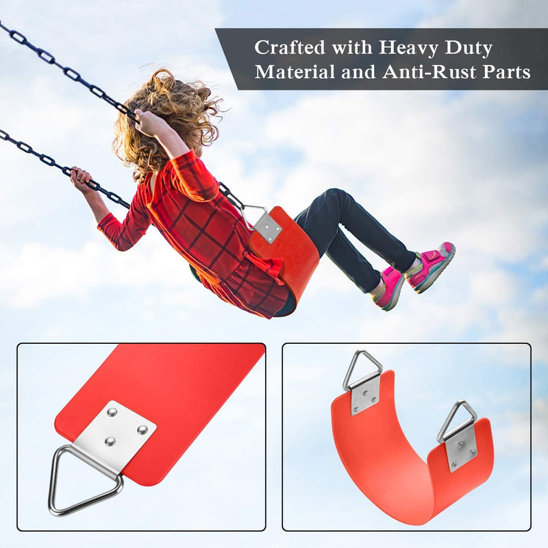 REZNOR Heavy Duty Flexible EVA Plastic Swing Seat with Metal Triangle Ring for Kids & Adults - Red | 300KG Weight Limit