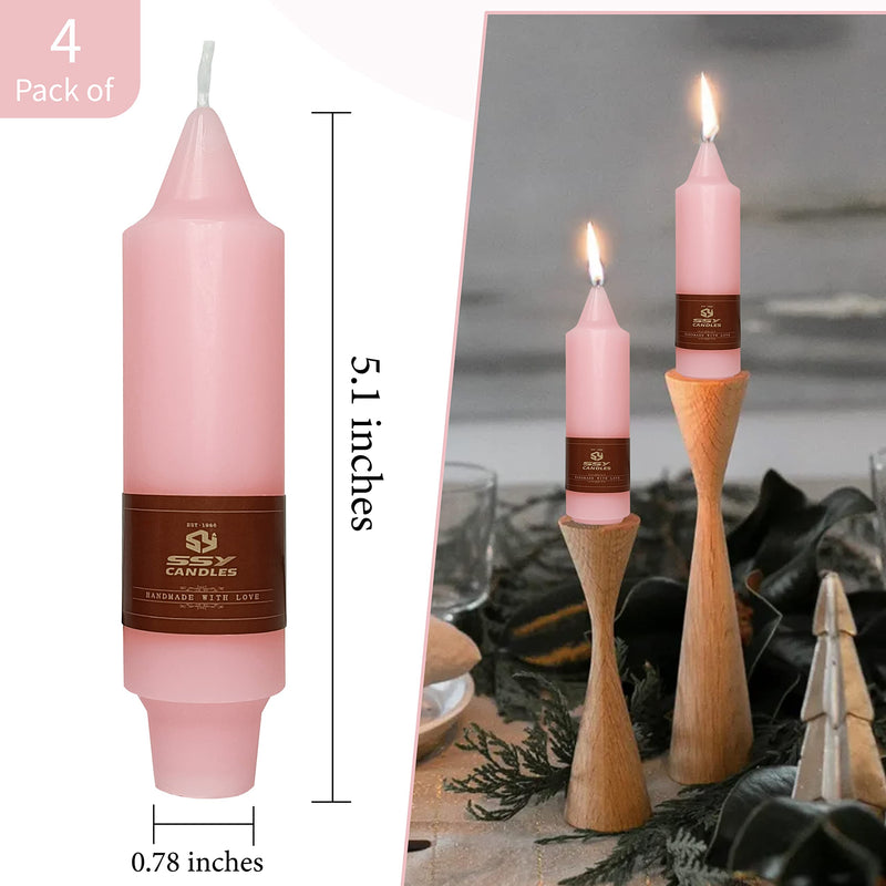 4 PCS Taper Candles Gradient Pink Taper Candlesticks 5 inch Short Candle Sticks for Dinner Household Wedding Party Home Décor Candlesticks