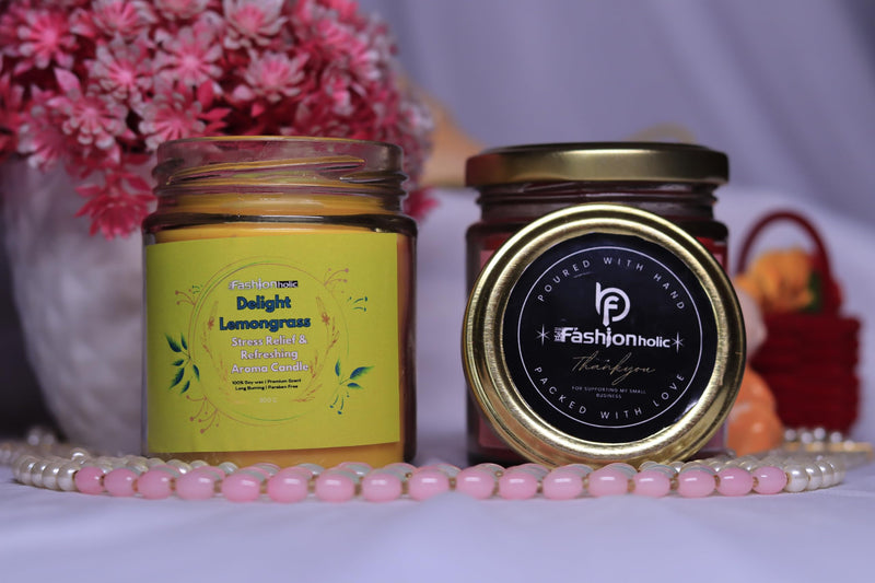 Be Fashionholic Jar Scented Candles Soy Wax 4 X 300gms Each, Scented Aromatic Fragrance of Lavender, Lemongrass, Rose, Chocolate (100% Natural Wax)- Handcrafted, Best Gift & Candles for Home