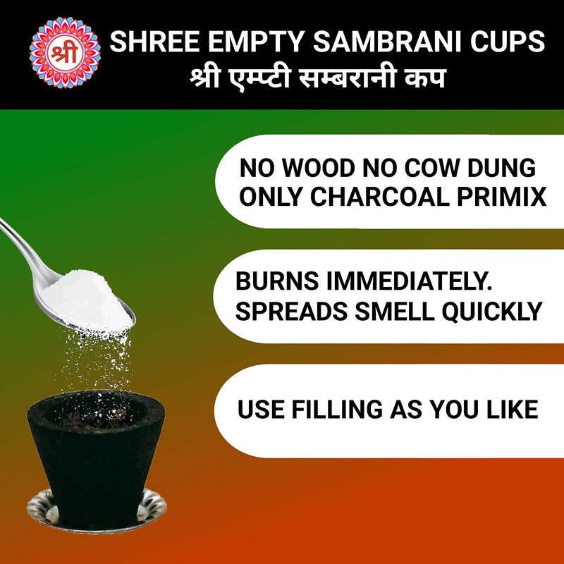 Byre Black Charcoal Sambrani Dhuni Cups (Empty Cups) (100)