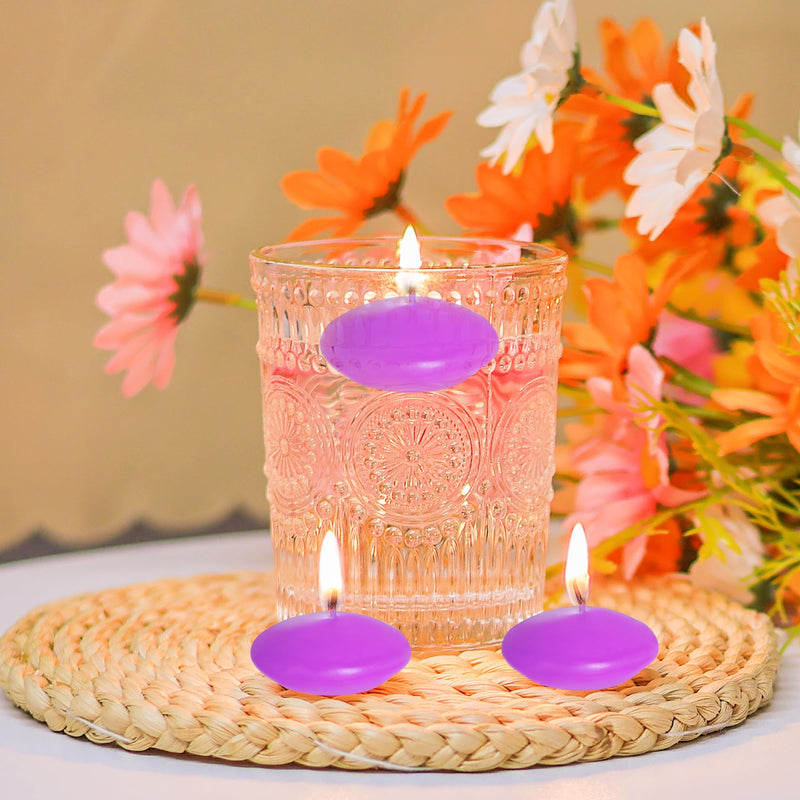 20 Pcs Floating Candles Centerpieces, 1.5 Inch Unscented Floating Candles Small Decoration, Floating Candles Vases for Valentine's Day, Thanksgiving, Wedding, Holiday Home Decor (Purple)