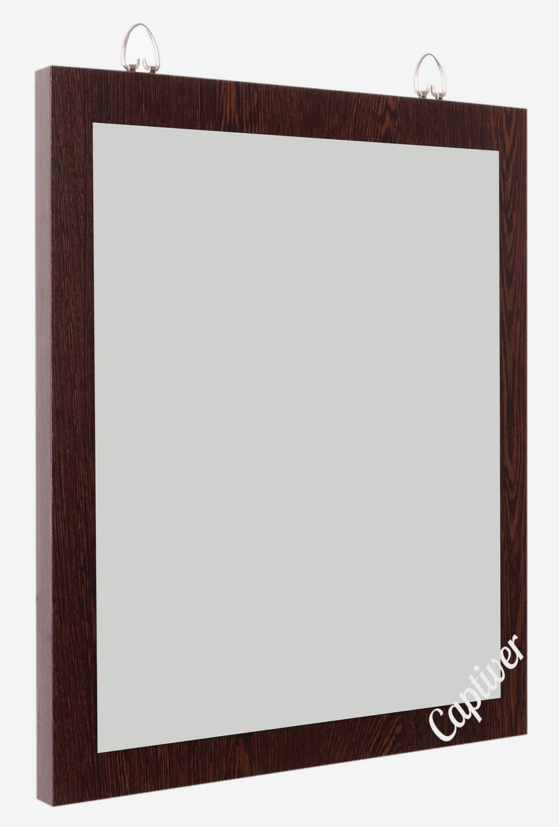 Captiver Engineered Wood Solid Base Decorative Wall Unique Mirrors (28X33 CM, Wenge)