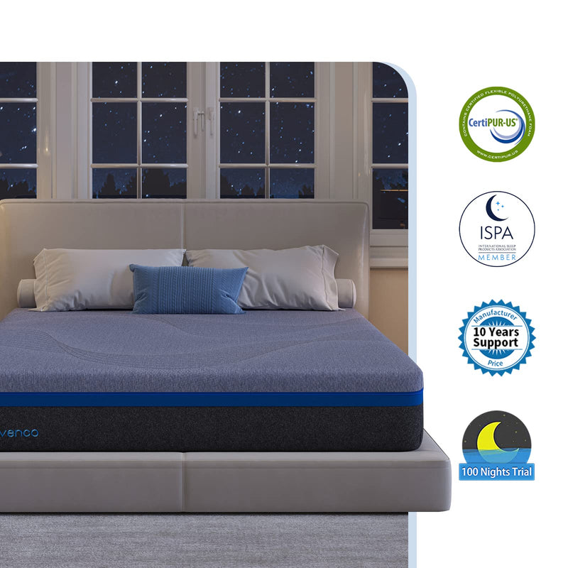 Avenco Full Size Mattress, 10 Inch Full Mattresses in a Box with Gel Memory Foam & Breathable Cover for Cool Sleep, Pressure Relieving, Full Bed Mattress Medium Firm Supportive, CertiPUR-US Certified