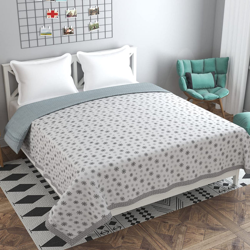 Florida Cotton Double Bed All Season Reversible AC Dohar (Grey, 215x240 CM)