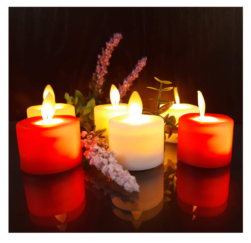 AFTERSTITCH Decorative real wax style LED dancing candles Lights diya for home decoration (Batteries Included) Pack of 6