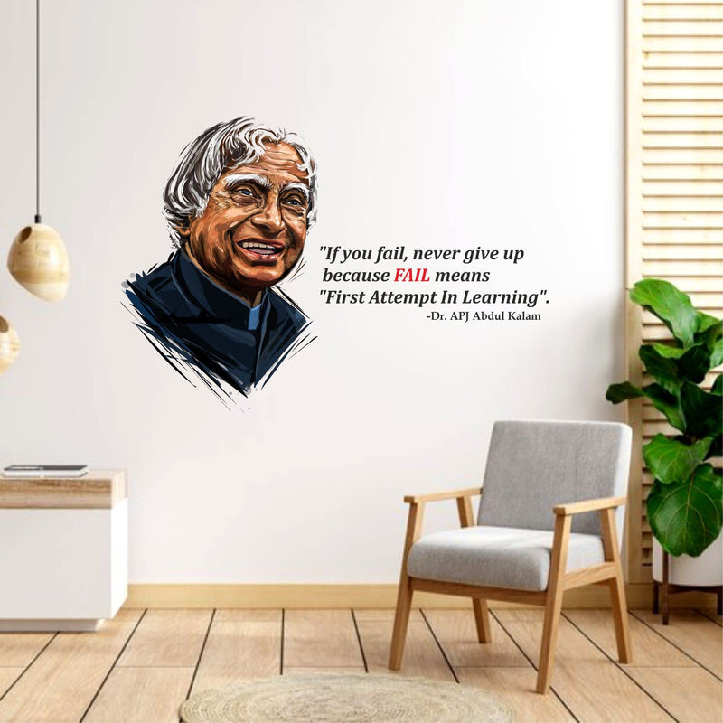 Sticker Yard Apj Abdul Kalam Fail 'First Attempt in Learning' Vinyl Wall Sticker for Living Room/Bedroom/Office and All Decorative Wall Stickers Size 76X55CM