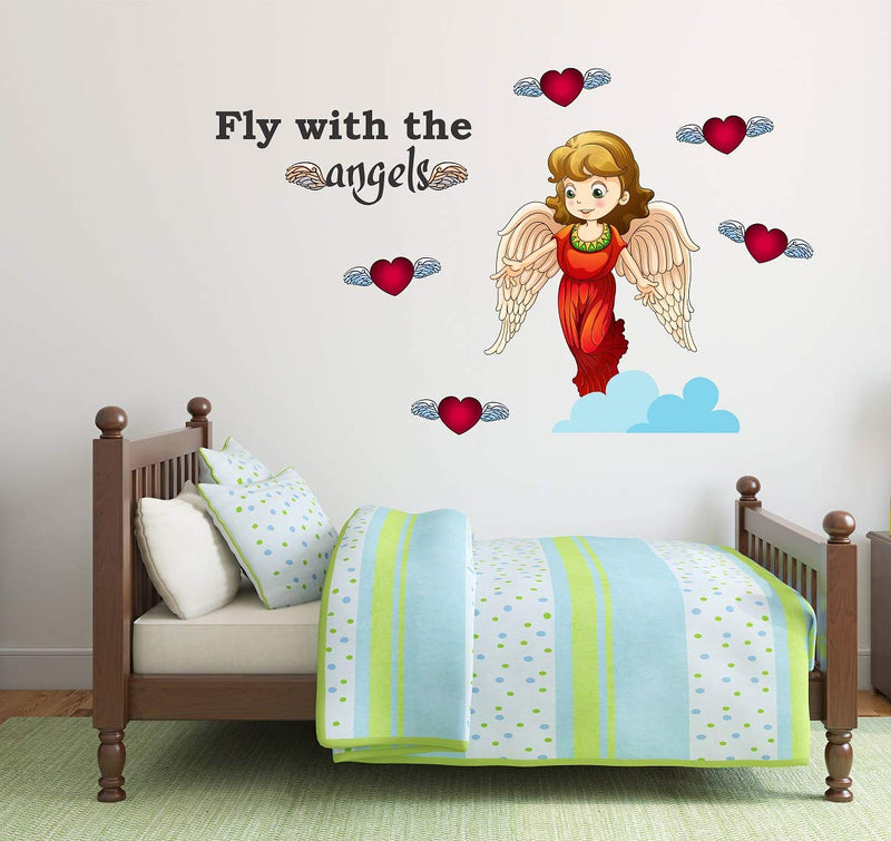 Tuffuk Fly with Angels Large Vinyl Wallstickers for Home Decorations(110 cm x 70 cm)5TZ243