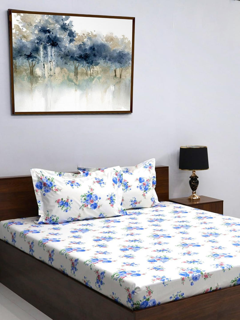 Bombay Dyeing Floral Queen Bedsheet Set, Maple Design