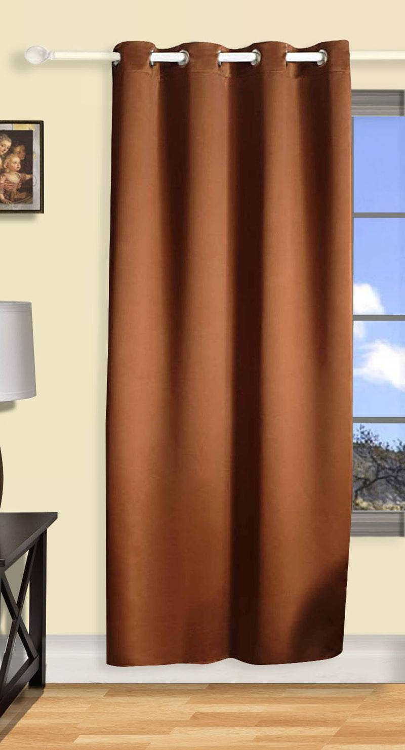 Swayam Blackout Door Curtain Set 1 for Bedroom, Guest Room - Thermal Insulator, Comes with Readymade Eyelets, Triple Layer Weave (7.5Ft) Noise Dampener, Machine Washable - Brown Solid