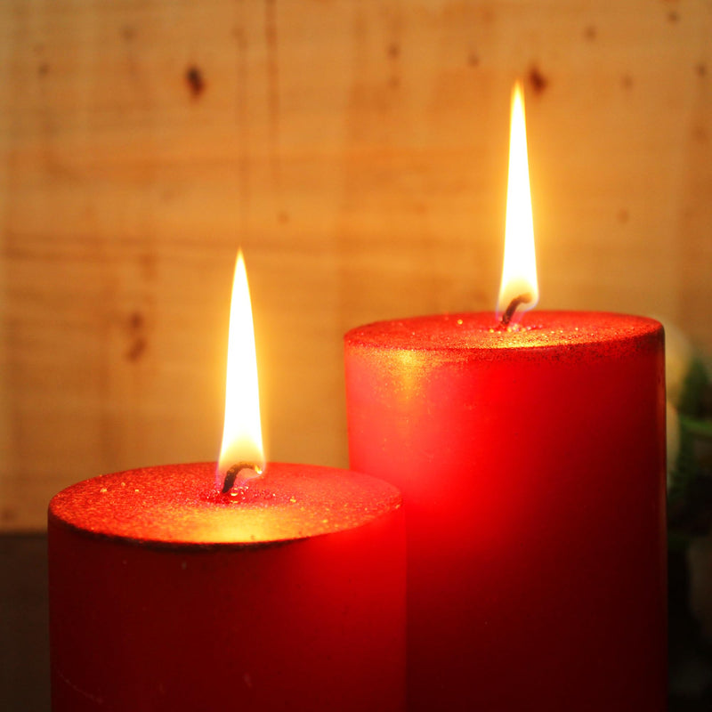 CRAFTLIPI Christmas Special Red Pillar Candles/Set of 4