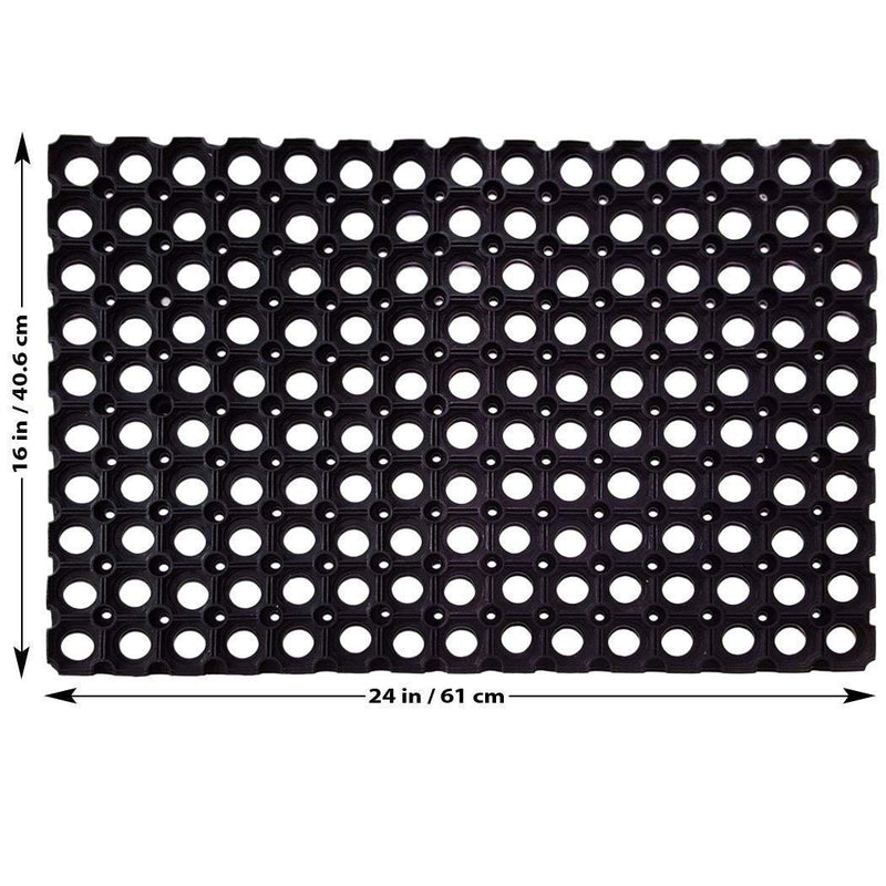 Status Contract Status PVC Rubber Outdoor Door Mat for Home/Bathroom/Office/Main Door/Rainy Season (41x61 cm,Black)-Pack of 2