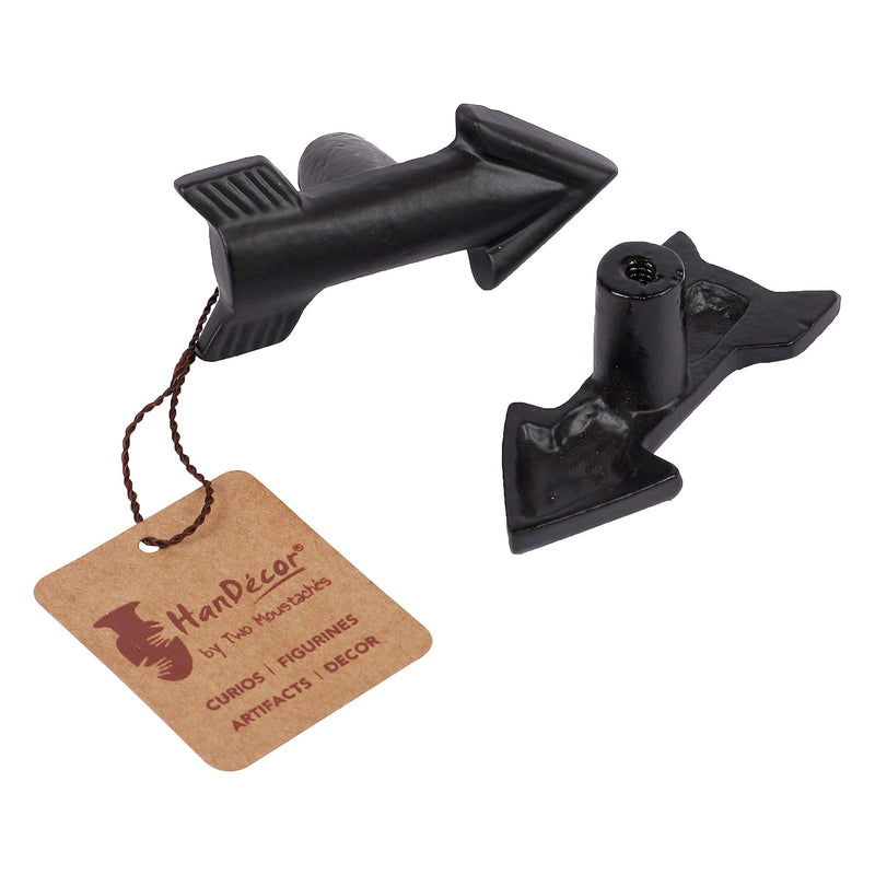 Two Moustaches Flying Arrow Design Cabinet/Wardrobe Knobs (Black, Pack of 6)