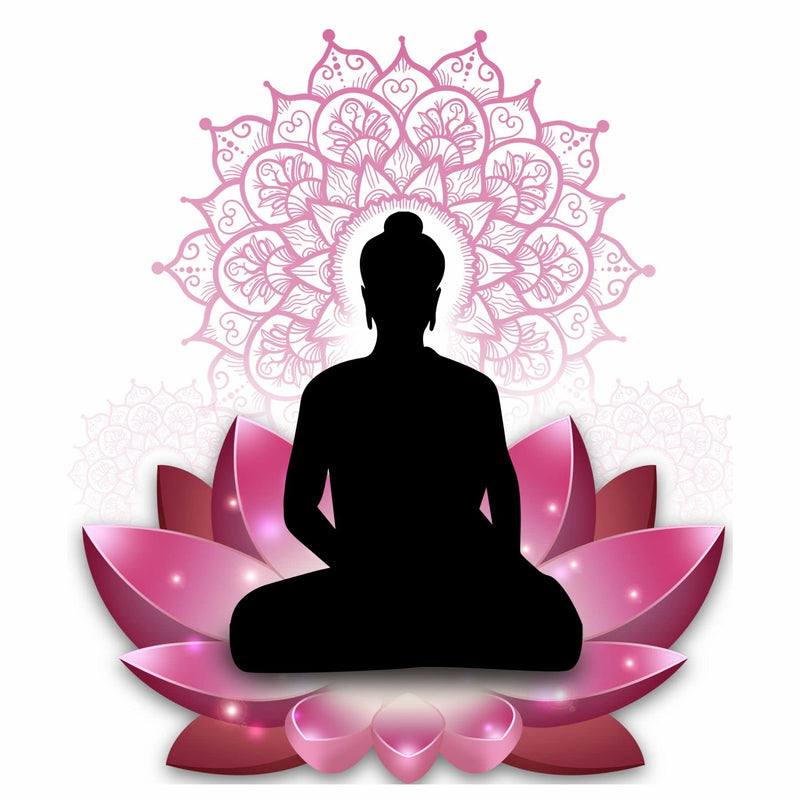 Sticker Yard Buddha On Lotus Vinyl Wall Sticker for Living Room/Bedroom/Office and All Decorative Wall Stickers Size 55X50CM