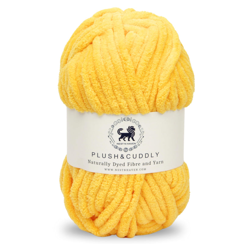 NESTNHAVEN, Wool, Plush & Cuddly, Chenille Yarn Supersoft Hand Knitting Wool Ball, (1 Ball/100 Gram Each) Ball Suitable for Craft, Babywear, Baby Blankets, 5 Bulky, Shade no - NNHB060 (Yellow)