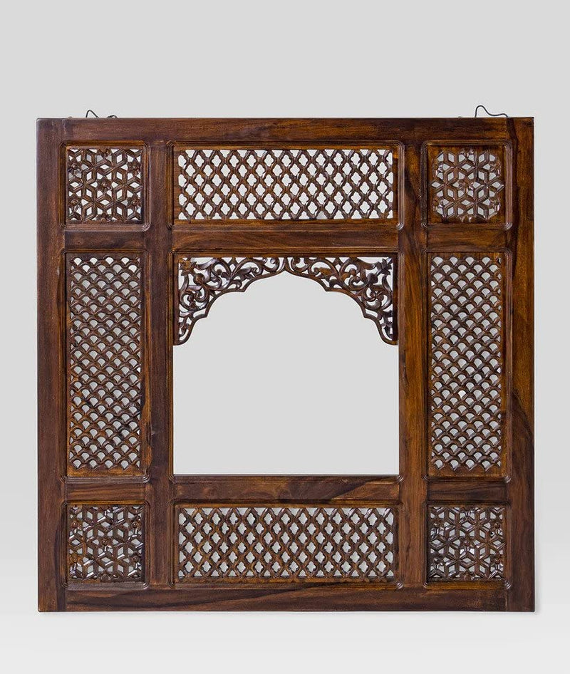 Advika Handicraft Sheesham Wood Antique Design Carved Wooden Jharokha