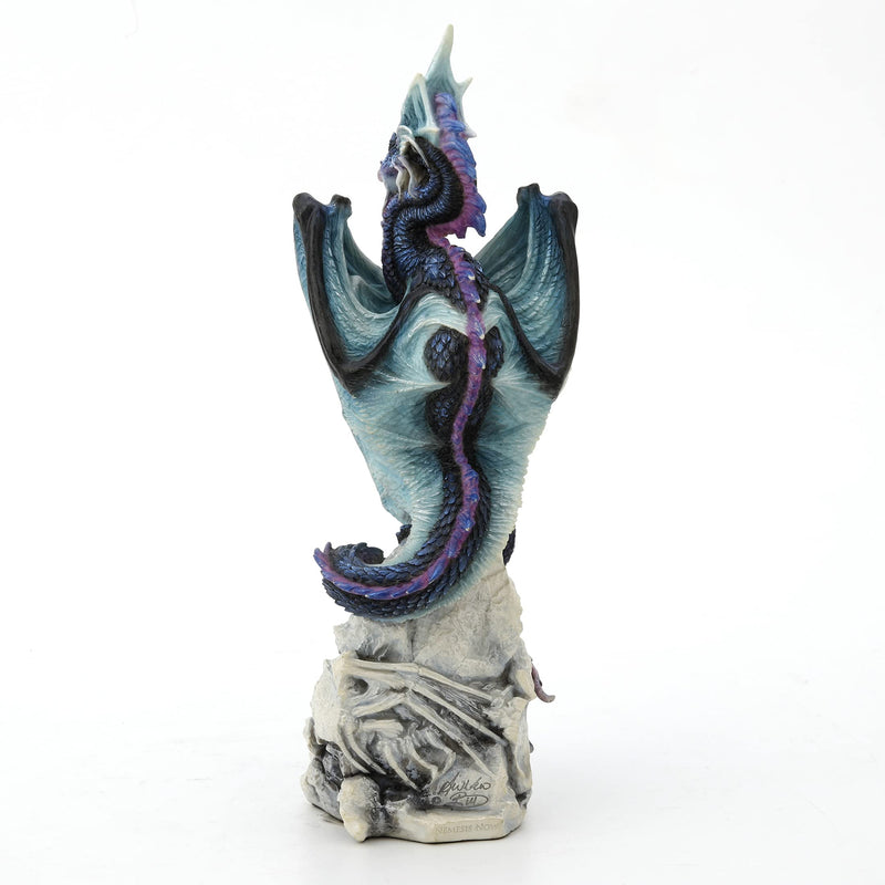 Veronese Resin Statues Andrew Bill Silent Watcher Hand Painted Indigo Dragon Statue 3 X 10.25 X 3.5 Inches Multicolored