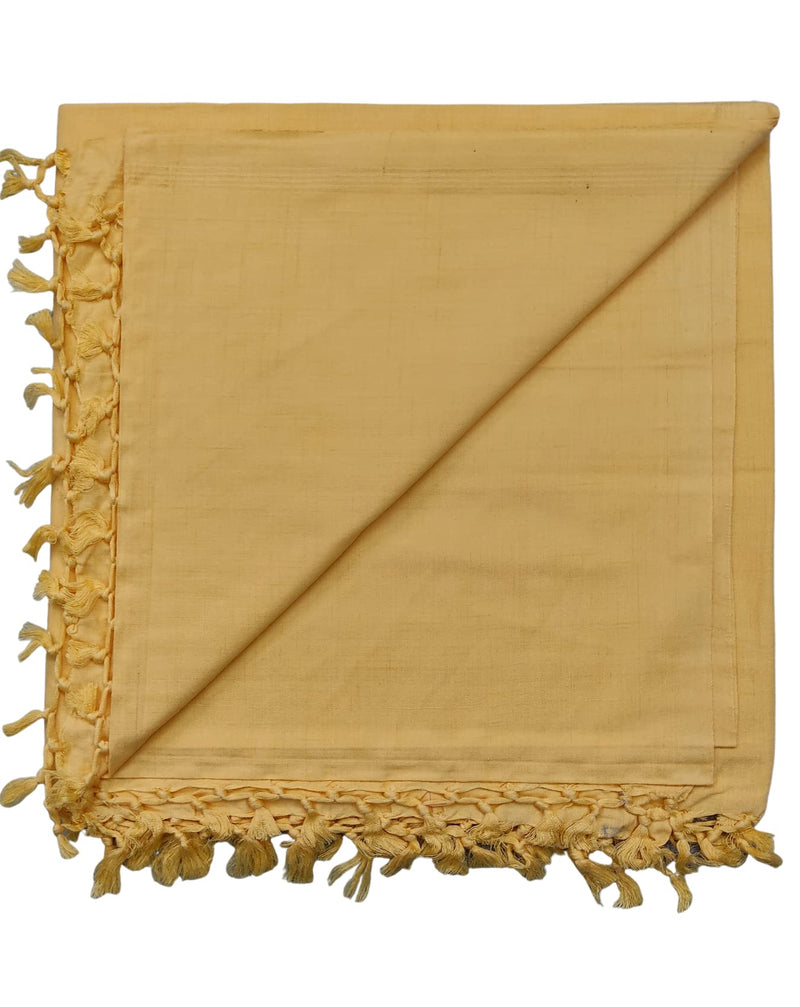 Arvore Bunkaar The Handloom Story 100% Desi Cotton 120 Count Soft Bhagalpuri Chadar/Summer Blanket/Khes/Top Sheet/AC Blanket in Queen Size- 255cm X 150cm (Dull Yellow)