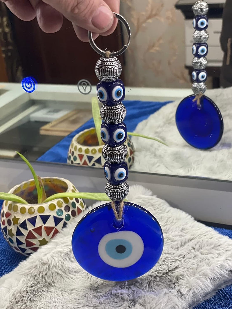 BLUE BEADS Ceramic Home Decor Evil Eye Hanging Turkish Feng Shui Vastu Blue Glass Evil Eye Door Hanging Nazar Batu Protection Good Luck Gifting Home/Office