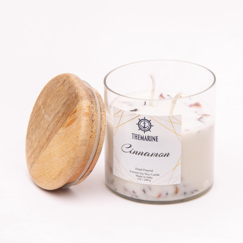 THEMARINE Cinnamon Scented jar Candle | Natural Soy Wax | No Smoke Wick