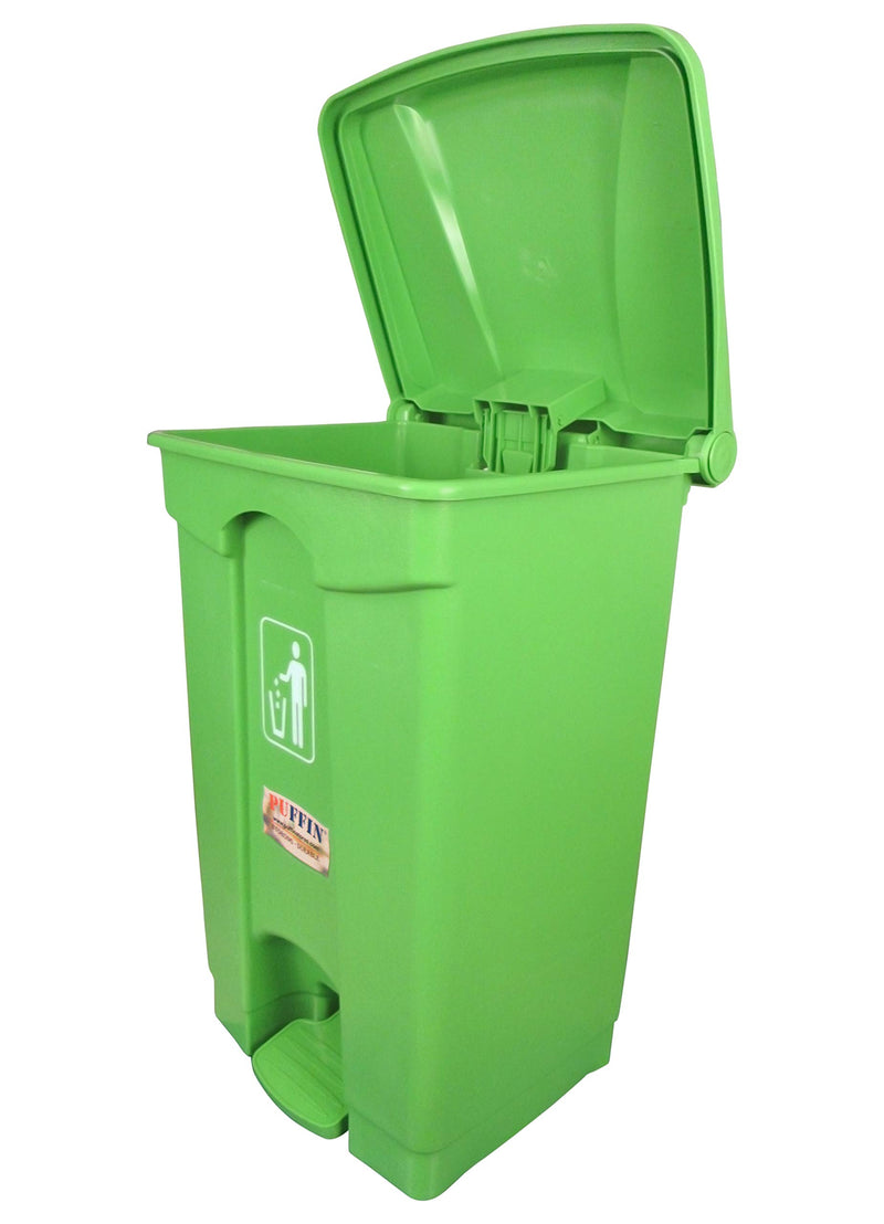 PUFFIN Pedal Dustbin 60 Litre Plastic Green Color