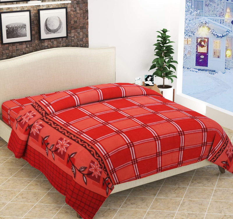 Fabture Fleece Double Bed Razai Cover with Zipper - (Red, 90 x 100 inches)