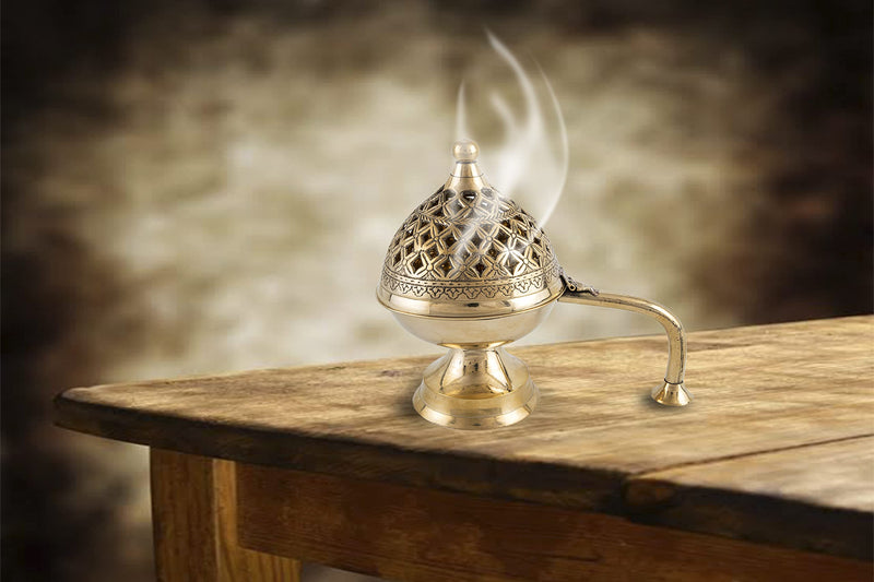 World Fire® Purifying Brass Dhuna Loban Burner | Brass Dhoop Dani | Bakhoor Holder | Loban Burner | Incense Holder | Metal Loban Burner for Pooja