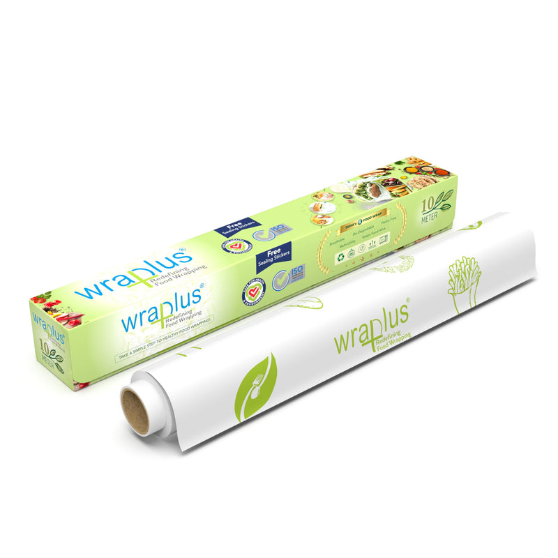 WRAPLUS "REDEFINING FOOD WRAPPING " Multipurpose Food Wrapping Paper I 10M I Green and White I Food Wrapping Paper roll I Food wrap Paper I Wrapping Paper for Food I Wrapping Paper I Pack of 2