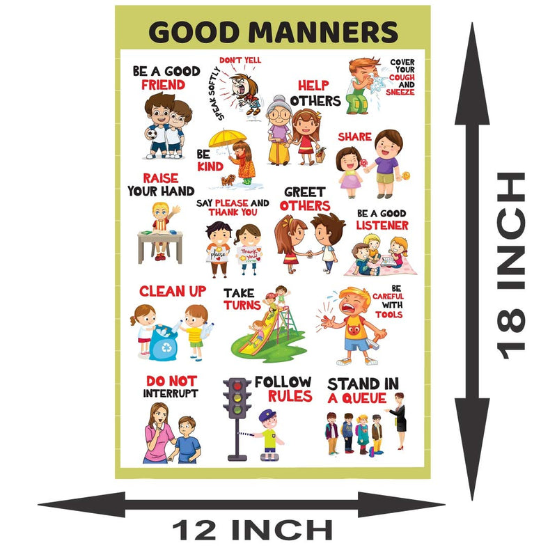 Good Manners Wall Sticker for Kids in Class Room Office School Wall Sticker 12x18 Inch