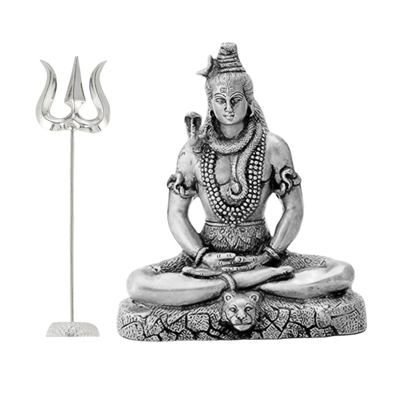 Vrindam Jewellers 925 Sterling Silver Trishul For Pooja |mandir |Mahadev and Maa Durga Astre || 1 Piece|Glossy Finish |Weight Approx. 5.500 GM|BIG SIZE