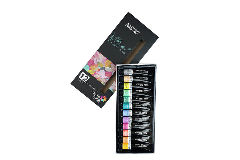 BRUSTRO Artists ’ Acrylic Pastel Colour Set of 12 Colours X 12ML Tubes (Multicolor)