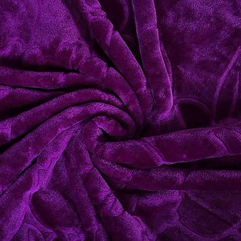 MIRAVU Velvet Floral Embossed Super Soft For Winter Heavy Single Bed Mink Blanket (Purple, Single Bed (85X60 Inch, 500 Tc)