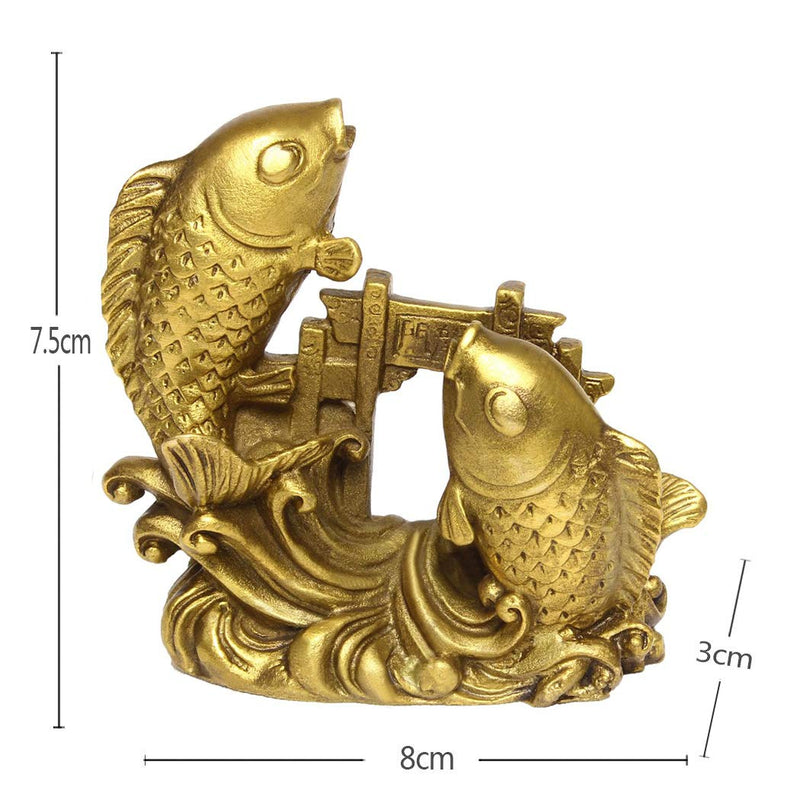 Chinese Handmade Brass Arowana Golden Fish Statue Home Decor Gift BS054