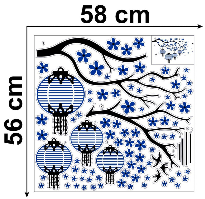 Delight Art Tree with Flower and Birds Wall Sticker Size - (93 * 57) cm Model id - (DAMC00447L)