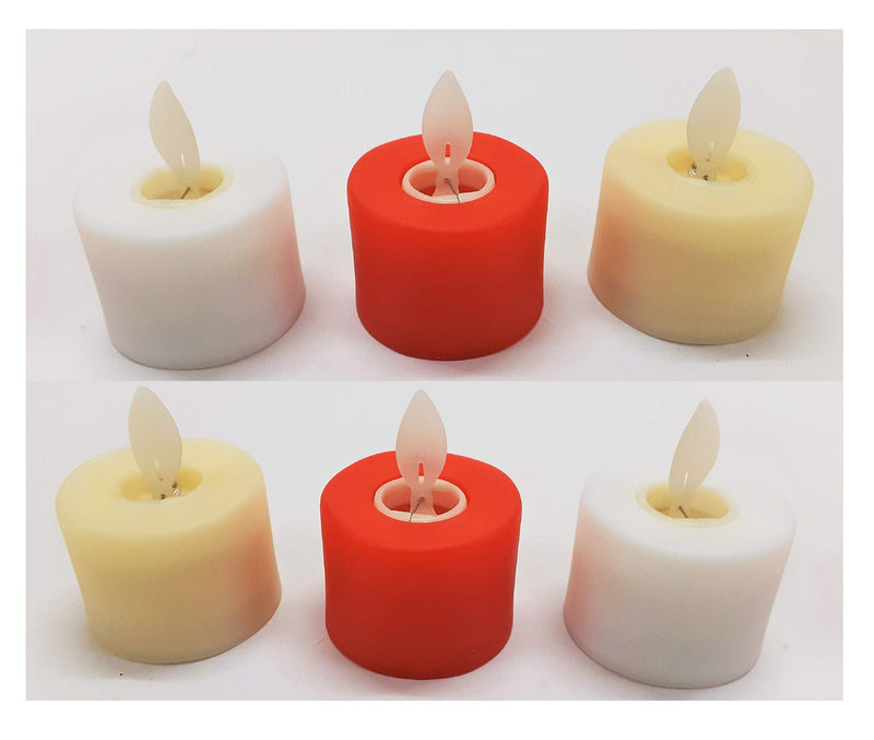 AFTERSTITCH Decorative real wax style LED dancing candles Lights diya for home decoration (Batteries Included) Pack of 6