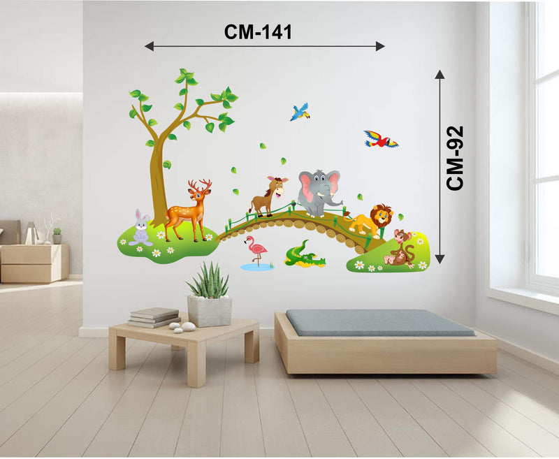 Sticker Hub 'Jungle Cartoon Cute Animals' Wall Sticker_AS757 (92 cm X 141 cm)