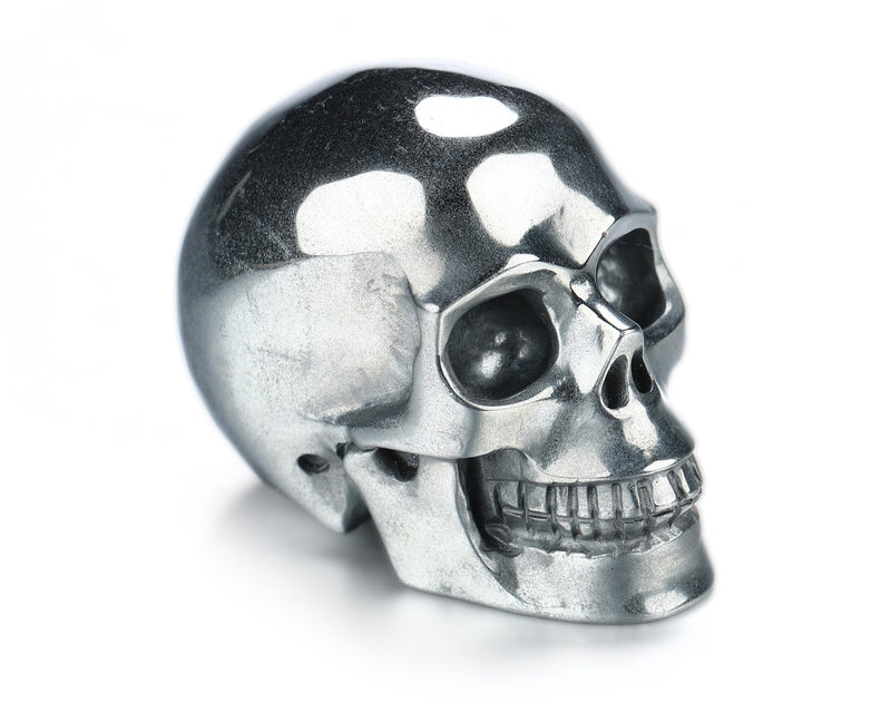 Skullis 2.0" Hematite Crystal Skull, Hand Carved Gemstone Fine Art Sculpture, Reiki Healing Stone Statue