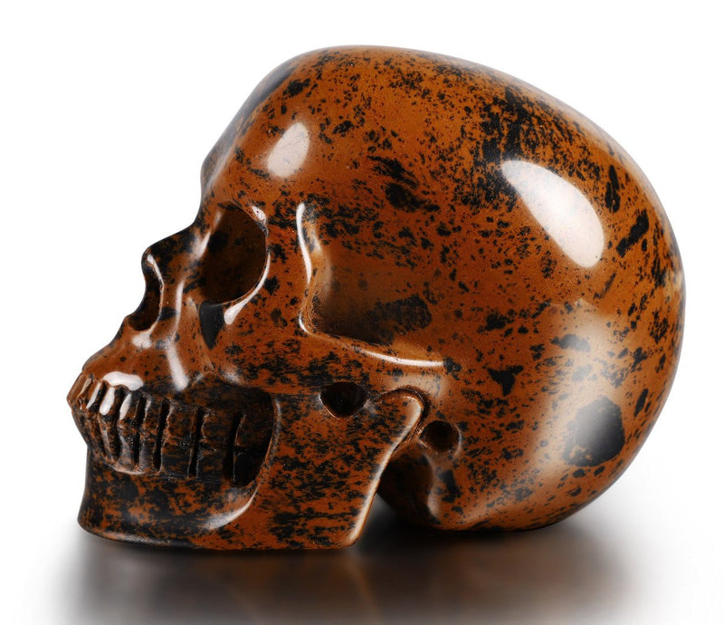 Skullis 2.0-3.0" Mahogany Obsidian Crystal Skull. Hand Carved Gemstone Fine Art Sculpture, Reiki Healing Stone Statue.