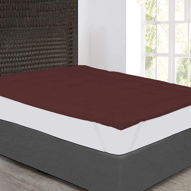 Jaipur Linen 800GSM Hollow Fibre Mattress Padding/Topper Maroon Single Bed-36 Inch X 72 Inch