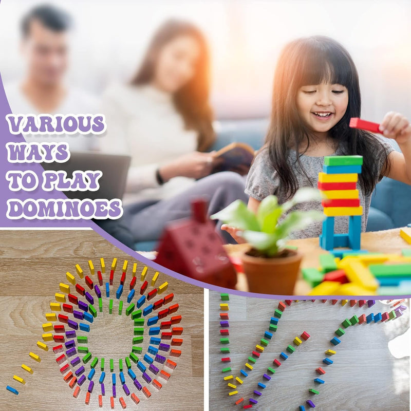 SHINETOY 120 Domino Blocks Dominoes Set for Kids Bulk Colorful Domino Building Blocks Domino Tile Bulk Building Racing Stacking Game Educational Toys