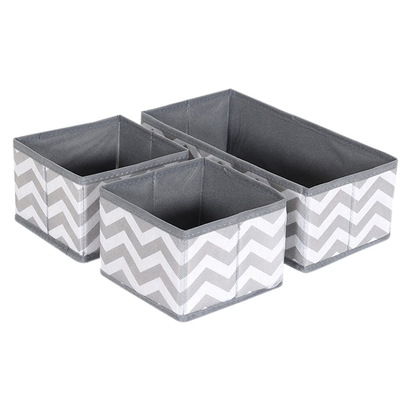 House of Quirk 3 Piece Non-Woven Closet Storage Box, Grey