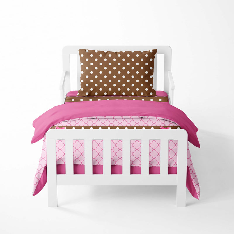 Bacati Butterfliers Pink/Chocolate 4 Pc Toddler Bedding Set