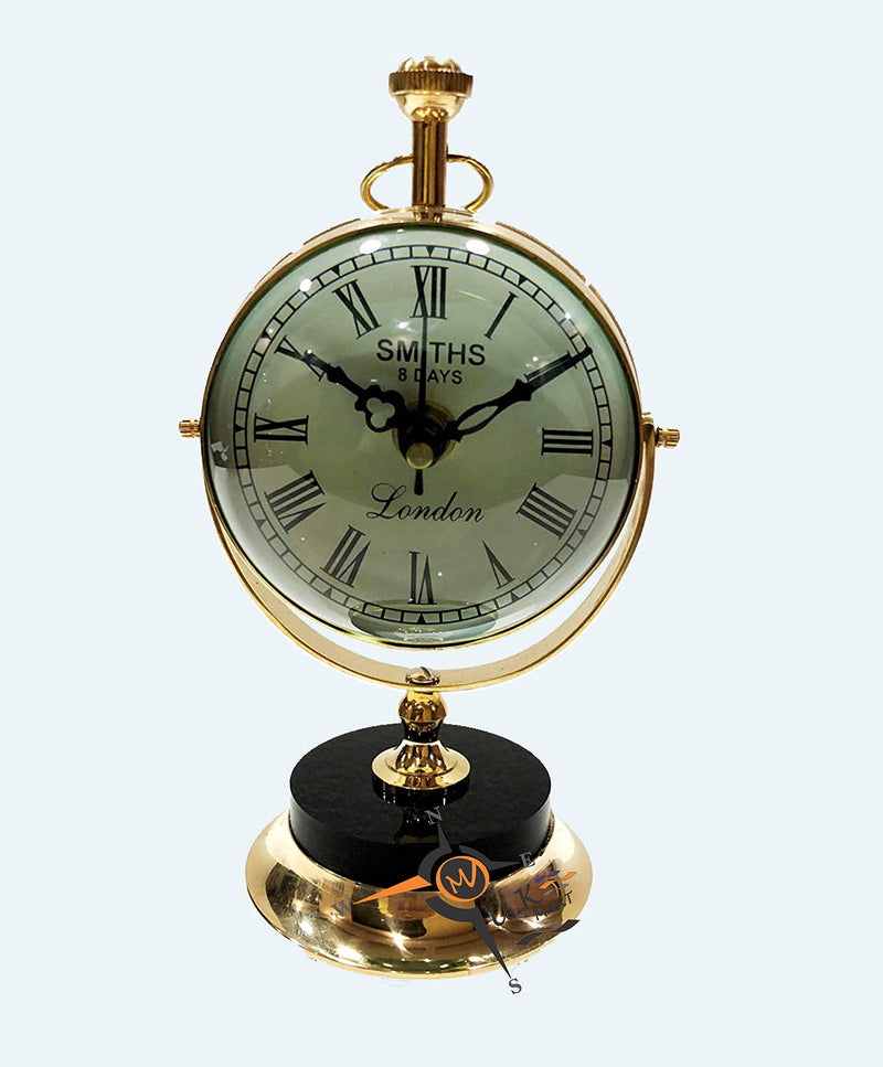 M.A & SONS Antique Stand Solid Brass Table Clock Antique Finish for Study Table, Office, Bedroom, Living Room, Home Decor, Wedding Gift