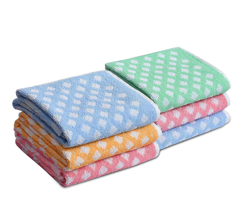 HSR Collection Outlay Home 100% Cotton Hand Towels Set (14 x 21 Inches) - 6 Pieces - Multicolor