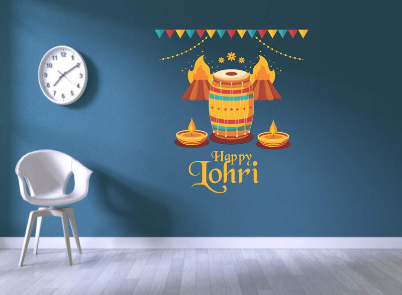 Sticker Hub Happy Lohri Wall Sticker (PVC Vinyl, 76 X 71)