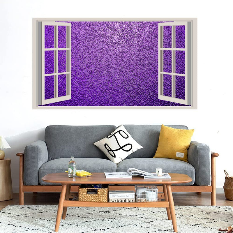 GADGETS WRAP Printed Wall Decal Sticker Fake Window Style Decal (90cm x 50cm) - Purple Solid