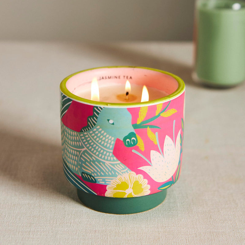 Chumbak's Jasmine Tea Soy Wax Candle| Perfumed Candle | Ceramic Jar